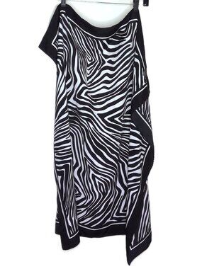 Vintage Avon Animal Print Scarf Large Square Black & White Zebra Y2K Silky 34X34